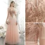 Chic / Belle Bordeaux Robe De Soirée 2018 Princesse Perlage Cristal Encolure Dégagée Dos Nu Sans Manches Longue Robe De Ceremonie