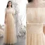 Chic / Belle Champagne Brodé Robe De Bal 2021 Princesse Col Haut Manches Courtes Dos Nu Longue Robe De Ceremonie