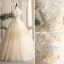 Chic / Beautiful Champagne Prom Dresses 2019 A-Line / Princess Off-The-Shoulder Pearl Sequins Lace Flower Appliques Sleeveless Backless Floor-Length / Long Formal Dresses