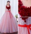 Mode Pink Ballkleider 2019 Ballkleid Applikationen Rundhalsausschnitt Perle Spitze Blumen Schleife Ärmellos Rückenfreies Lange Festliche Kleider