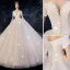 Charmant Ivoire Robe De Mariée 2019 Robe Boule De l'épaule Perlage Paillettes Manches Courtes Dos Nu Cathedral Train