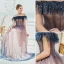 Glitzernden Rosa Abendkleider 2019 A Linie Off Shoulder Star Pailletten Kurze Ärmel Rückenfreies Lange Festliche Kleider
