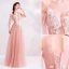 Elegant Pearl Pink Evening Dresses  2019 A-Line / Princess Spaghetti Straps Rhinestone Lace Flower Short Sleeve Backless Floor-Length / Long Formal Dresses