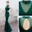 Chic / Beautiful Dark Green Evening Dresses  2019 Trumpet / Mermaid High Neck Beading Sleeveless Backless Floor-Length / Long Formal Dresses