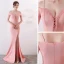 Chic / Belle Couleur Unie Ivoire Robe De Soirée 2019 Trompette / Sirène Bretelles Spaghetti Perlage Gland Sans Manches Dos Nu Fendue devant Longue Robe De Ceremonie