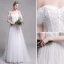 Chic / Beautiful White Beach Wedding Dresses 2019 A-Line / Princess Off-The-Shoulder Lace Flower Short Sleeve Backless Floor-Length / Long
