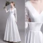 Classique Blanche Plage Robe De Mariée 2019 Princesse V-Cou En Dentelle Fleur Manches Longues Dos Nu Longue