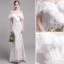 Chic / Belle Champagne Plage Robe De Mariée 2019 Trompette / Sirène De l'épaule En Dentelle Fleur Manches Courtes Dos Nu Train De Balayage
