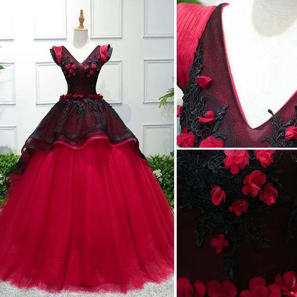 nails with black dress Strapless Lace Prom Dresses Lace-up Back FD1348D – Viniodress main image 1