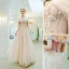 Chic / Beautiful Blushing Pink Evening Dresses  2019 A-Line / Princess Off-The-Shoulder Rhinestone Lace Flower Sleeveless Backless Floor-Length / Long Formal Dresses