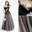 Chic / Belle Noire Robe De Soirée 2019 Princesse Bretelles Spaghetti En Dentelle Fleur Sans Manches Dos Nu Train De Balayage Robe De Ceremonie