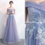 Charmant Lavande Robe De Soirée 2019 Princesse De l'épaule Perlage Perle En Dentelle Fleur Manches Courtes Dos Nu Longue Robe De Ceremonie