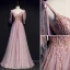 Charmant Rougissant Rose Robe De Soirée 2019 Princesse Bretelles Spaghetti Noeud Perlage En Dentelle Fleur Sans Manches Dos Nu Longue Robe De Ceremonie