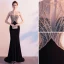 Charmant Noire Robe De Soirée 2019 Trompette / Sirène Encolure Dégagée Perlage Faux Diamant Paillettes Sans Manches Dos Nu Train De Balayage Robe De Ceremonie