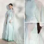 Chinese style Mint Green Printing Cheongsam / Qipao Evening Dresses  Chiffon 2021 A-Line / Princess High Neck Beading Short Sleeve Floor-Length / Long Evening Party Formal Dresses