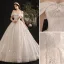 Classy Ivory Wedding Dresses 2019 Ball Gown Off-The-Shoulder Sequins Short Sleeve Backless Royal Train