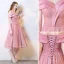 Chic / Belle Rose Bonbon de retour Robe De Graduation 2019 Princesse De l'épaule Paillettes Manches Courtes Dos Nu Thé Longueur Robe De Ceremonie
