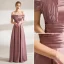 Chic / Belle Bordeaux Robe De Soirée 2018 Princesse En Dentelle Fleur Cristal Noeud V-Cou Dos Nu Manches Courtes Train De Balayage Robe De Ceremonie