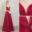 Classy Burgundy Evening Dresses  2019 A-Line / Princess Spaghetti Straps Sleeveless Backless Floor-Length / Long Formal Dresses