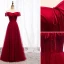 Snygga / Fina Burgundy Aftonklänningar 2019 Prinsessa Av Axeln Rosett Spets Korta ärm Halterneck Långa Formella Klänningar