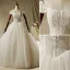 Luxury / Gorgeous Ivory Wedding Dresses 2019 A-Line / Princess Off-The-Shoulder Beading Pearl Lace Flower Short Sleeve Backless Cathedral Train