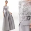 Modern / Fashion Silver Evening Dresses  2019 A-Line / Princess Scoop Neck Sequins 3/4 Sleeve Backless Floor-Length / Long Formal Dresses