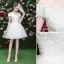 Sexy Ivoire Robe De Fete Bretelles croisées 2019 Princesse De l'épaule Paillettes En Dentelle Fleur Manches Courtes Dos Nu Courte Robe De Ceremonie
