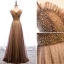 Charmant Schwarz Gold Abendkleider 2019 A Linie Spaghettiträger Perlenstickerei Perle Strass Pailletten Ärmellos Rückenfreies Lange Festliche Kleider