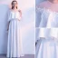 Elegante Ivory / Creme Abendkleider 2019 A Linie Rundhalsausschnitt Perle Applikationen 1/2 Ärmel Lange Festliche Kleider