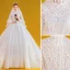 Vintage / Retro Ivory Ball Gown Wedding Dresses 2020 High Neck Lace Flower Long Sleeve Royal Train