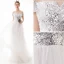 Modern / Fashion Ivory Evening Dresses  2019 A-Line / Princess Off-The-Shoulder Sequins Short Sleeve Backless Floor-Length / Long Formal Dresses