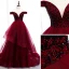 Chic / Beautiful Burgundy Evening Dresses  2019 A-Line / Princess Off-The-Shoulder Beading Crystal Sleeveless Backless Court Train Formal Dresses