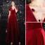 Elegant Red Evening Dresses  2020 A-Line / Princess Suede High Neck Short Sleeve Floor-Length / Long Formal Dresses