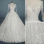 Luxury / Gorgeous Ivory Wedding Dresses 2019 A-Line / Princess Scoop Neck Beading Lace Flower Appliques Crystal Pearl Long Sleeve Backless Royal Train