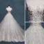 Charming Ivory Wedding Dresses 2019 A-Line / Princess Scoop Neck Beading Crystal Sequins Lace Flower Short Sleeve Backless Cathedral Train