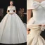 Modest / Simple Ivory Wedding Dresses 2018 A-Line / Princess Bow Spaghetti Straps Backless Sleeveless Sweep Train Wedding