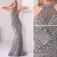 Luxury / Gorgeous Grey Evening Dresses  2020 Trumpet / Mermaid Scoop Neck Handmade  Beading Crystal Rhinestone Pearl Sleeveless Sweep Train Formal Dresses
