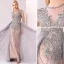 Luxury / Gorgeous Champagne Grey Handmade  Beading Evening Dresses  2020 A-Line / Princess Scoop Neck Crystal Pearl Rhinestone Sleeveless Floor-Length / Long Formal Dresses