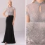 High-end Black Evening Dresses  2020 Trumpet / Mermaid Scoop Neck Handmade  Beading Crystal Rhinestone Short Sleeve Floor-Length / Long Formal Dresses