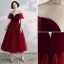 Chic / Beautiful Burgundy Prom Dresses 2019 A-Line / Princess Suede Scoop Neck Short Sleeve Backless Tea-length Formal Dresses