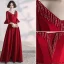 Elegant Burgundy Evening Dresses  2020 A-Line / Princess V-Neck Beading Crystal Tassel Bell sleeves Backless Floor-Length / Long Formal Dresses