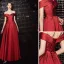 Chic / Beautiful Red Evening Dresses  2020 A-Line / Princess Off-The-Shoulder Sleeveless Backless Floor-Length / Long Formal Dresses