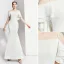 Elegante Ivory / Creme Abendkleider 2020 Meerjungfrau Spaghettiträger Kurze Ärmel Rückenfreies Lange Festliche Kleider