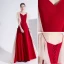 Elegant Burgundy Evening Dresses  2020 A-Line / Princess Satin V-Neck Short Sleeve Backless Floor-Length / Long Formal Dresses