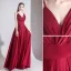Élégant Couleur Unie Bordeaux Robe De Soirée 2020 Princesse Bretelles Spaghetti Sans Manches Dos Nu Longue Robe De Ceremonie