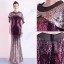 Scintillantes Dégradé De Couleur Robe De Soirée Avec Châle 2020 Trompette / Sirène Paillettes Encolure Dégagée Manches Courtes Longue Robe De Ceremonie