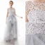 Classy Silver Prom Dresses 2020 A-Line / Princess Scoop Neck Lace Sequins Sleeveless Cascading Ruffles Sweep Train Formal Dresses