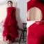 Vintage / Retro Muslim Burgundy Evening Dresses  2020 A-Line / Princess High Neck Sequins Long Sleeve Backless Cascading Ruffles Floor-Length / Long Formal Dresses