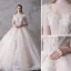 High-end Champagne Wedding Dresses 2020 Ball Gown High Neck Beading Sequins Lace Flower Short Sleeve Backless Royal Train