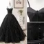 Elegant Black Prom Dresses 2020 A-Line / Princess Spaghetti Straps Star Sequins Sleeveless Backless Floor-Length / Long Formal Dresses